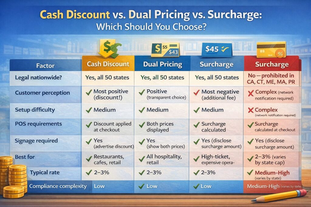 cash discount vs dual pricing vs surcharge - image 1 cash discount vs dual pricing vs surcharge