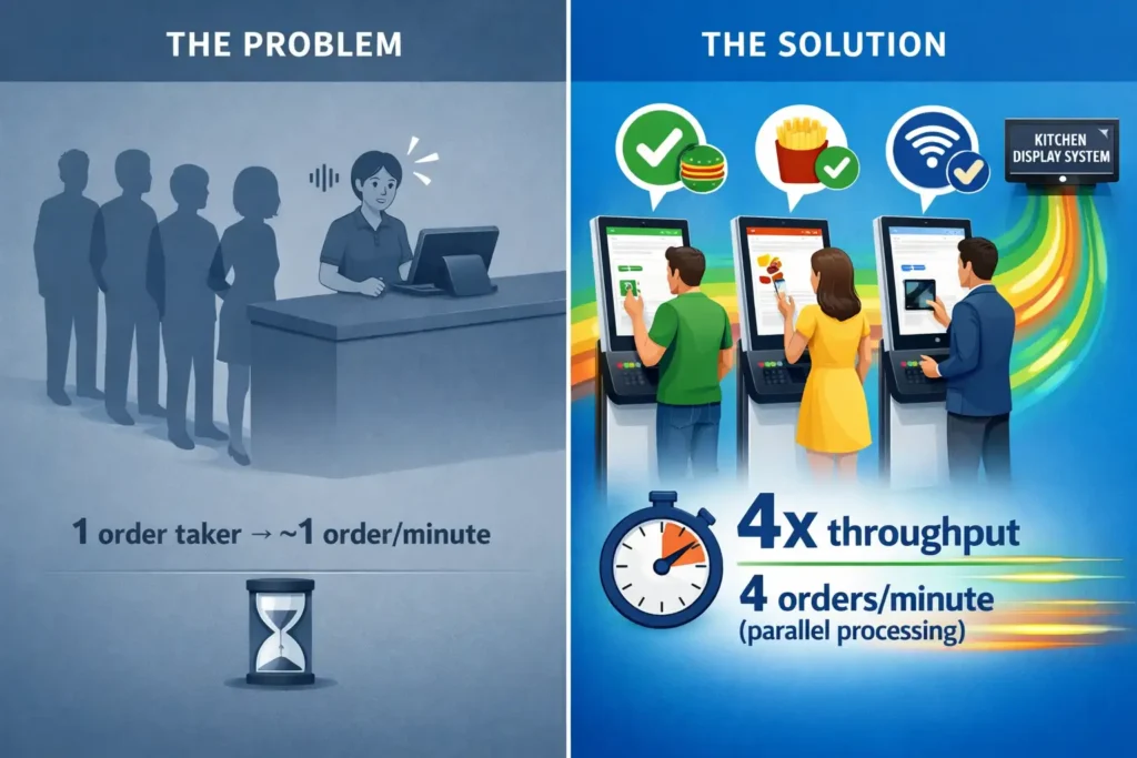 How Self-Ordering Kiosks Reduce Wait Times and Queue Pressure